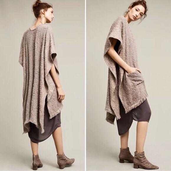 Anthropologie “knit metallic kimono”wrap duster cardigan tan nubby all sizes NWT - Picture 1 of 16